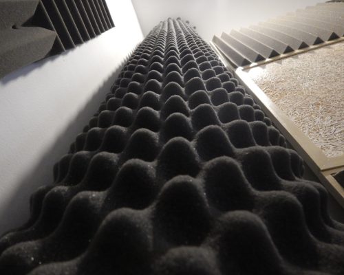 Acoustical foam or tiles for sound dampening. Music room. Soundproof room.